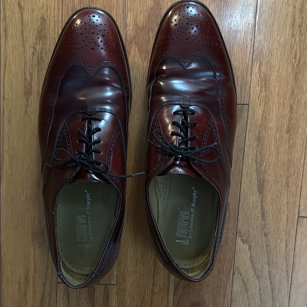 Johnston & Murphy Burgundy Leather Oxford Shoes